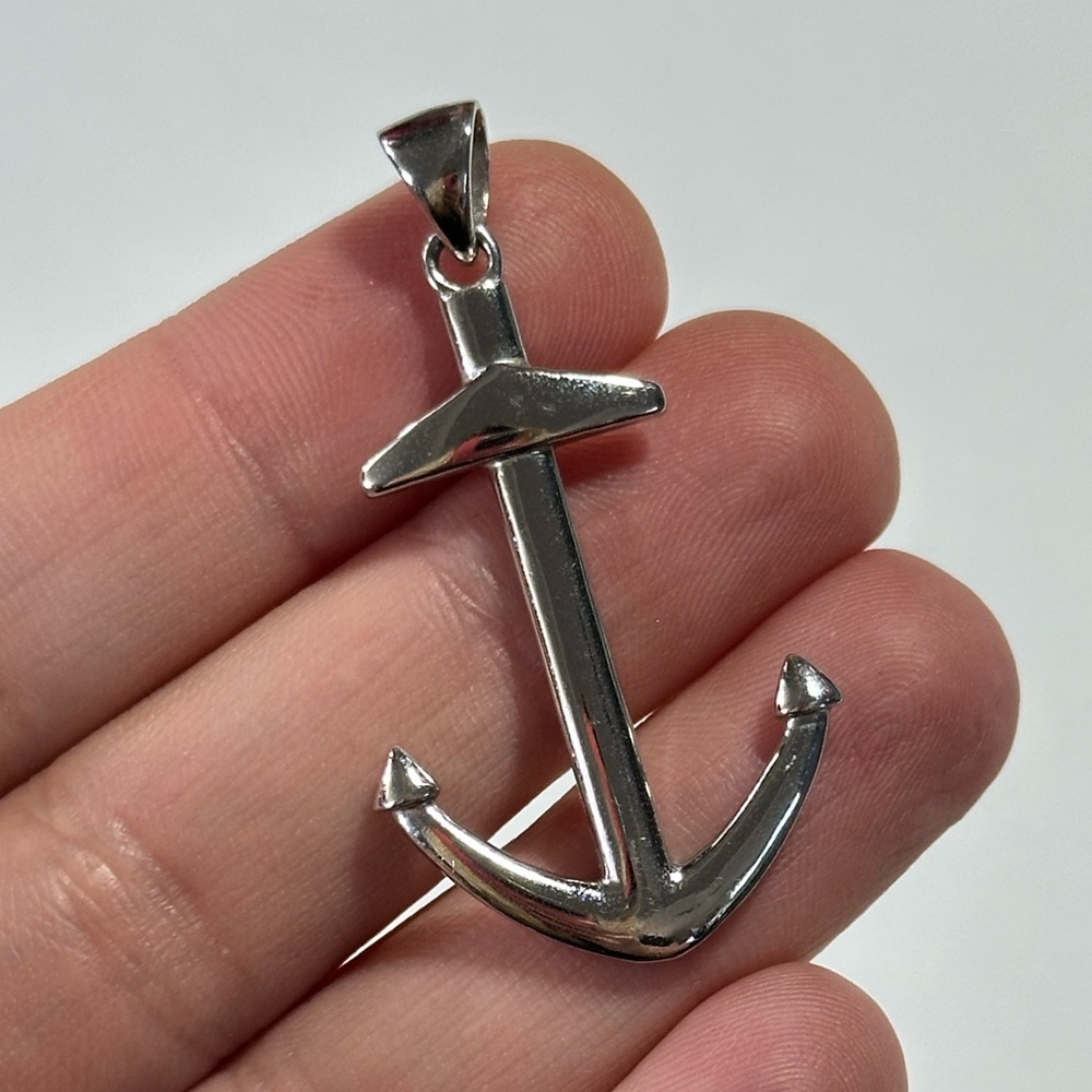 925 Sterling Silver 2” Anchor Pendant Nautical Cape Cod East Coast Cruise Wear